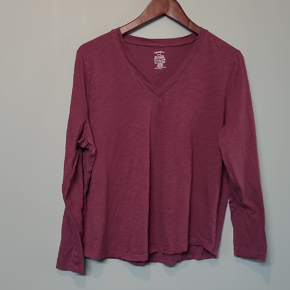 George Maroon Cotton Long Sleeve Top